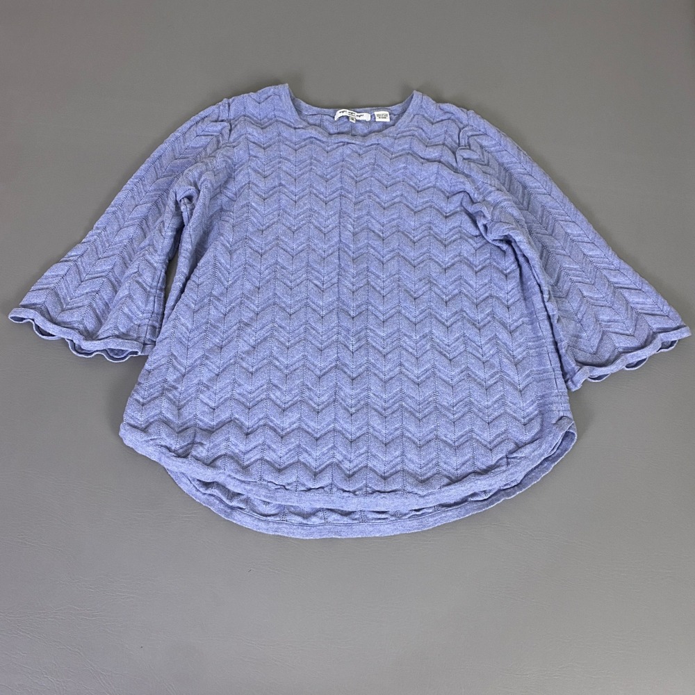 eight eight eight Sweater Plus Size 1X‎ Lavender Chevron Knit Bell Sleeve Top